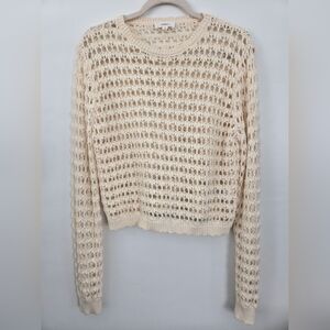 Hersy 100% Cotton open-knit crochet sweater breezy mesh knit Size Small. Cream/n